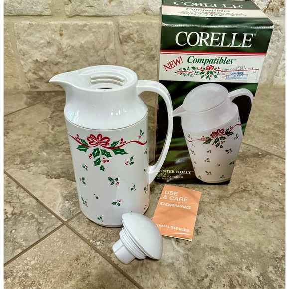Vintage Corelle Compatibles Winter Holly Christmas 1 QT‎ Thermal Server-Carafe - Picture 11 of 11